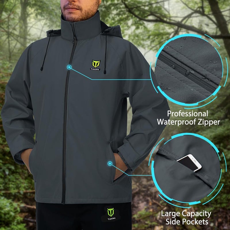 TIDEWE Rain Suit  Waterproof Breathable Lightweight Rainwear (Gray Size L) - Image 4